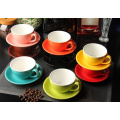Haonai горячие продажи 230 мл красочные глазури керамические кофейные чашки и блюдце